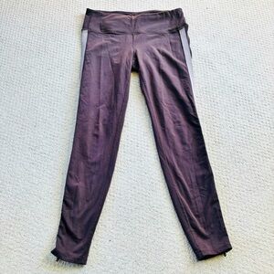Athleta metro tight leggings purple taupe with reflective stripe